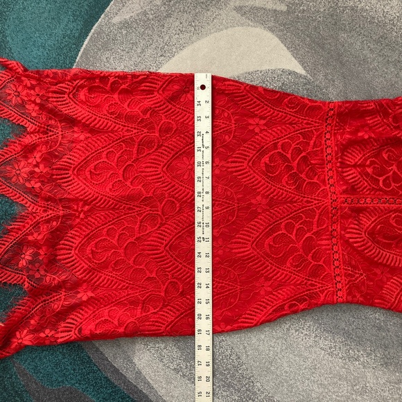 LUSH Women's Red Crochet Lace Dress Cutout Tie Back Medium - Picture 10 of 12